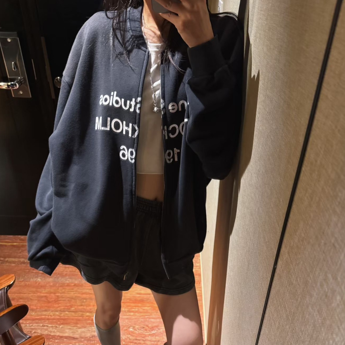 字母印花棒球服外套女秋季新款美式复古宽松显瘦设计感卫衣上衣N