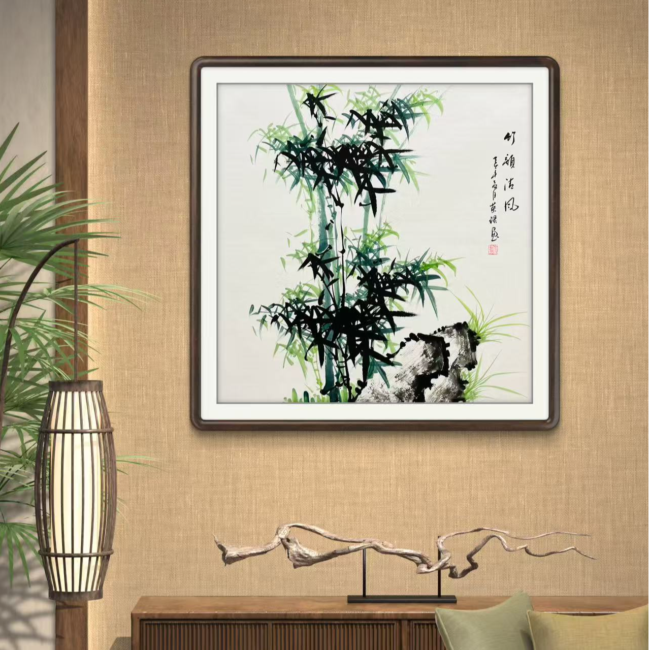 《竹韵清风》斗方手绘国画书房茶室卧室客厅书画挂画作品文玩探宝
