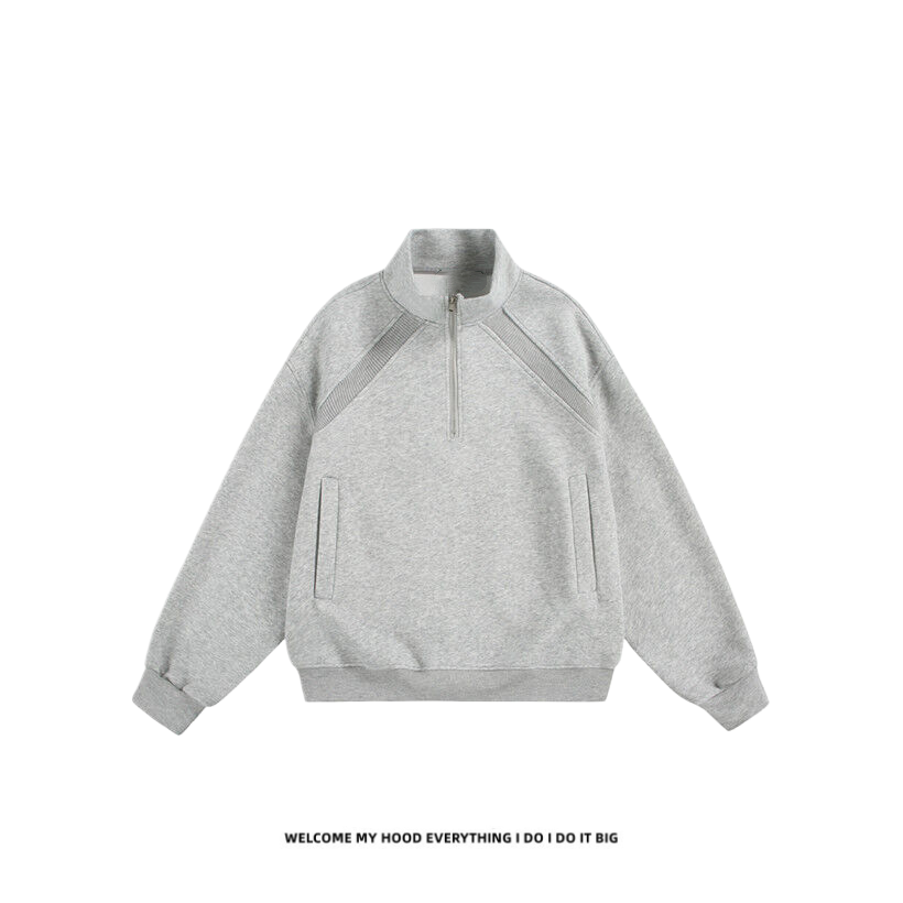 液氨太空棉美式复古半拉链套头卫衣男女秋季宽松情侣百搭休闲上衣