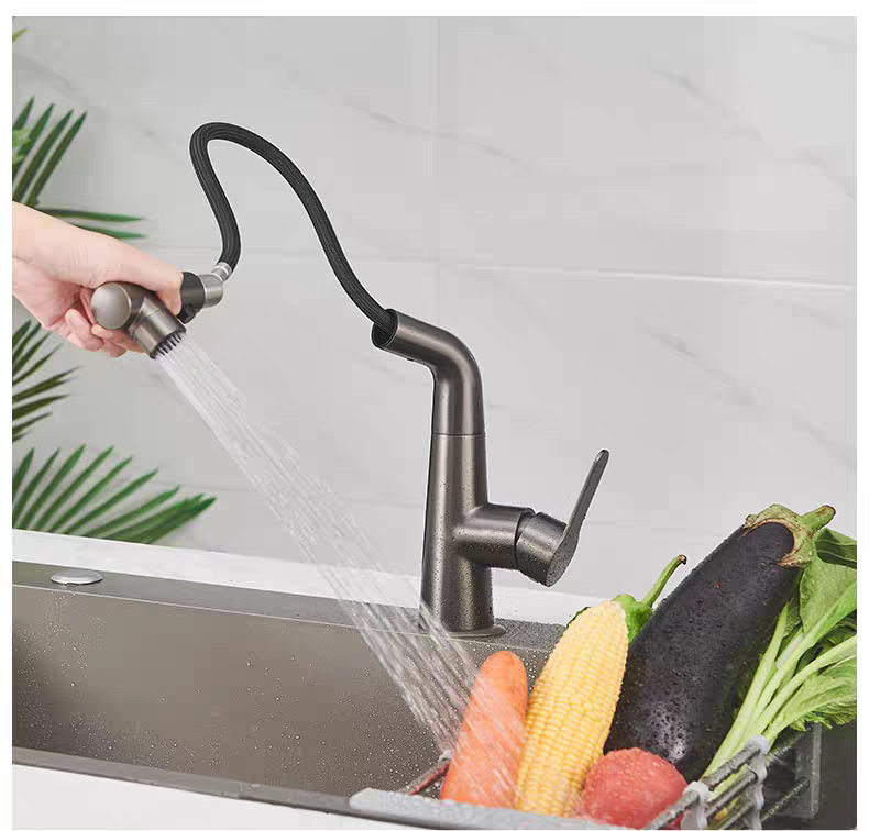 安得快厨房水槽上装式水龙头SUS304不锈钢菜盆抽拉龙头水龙头