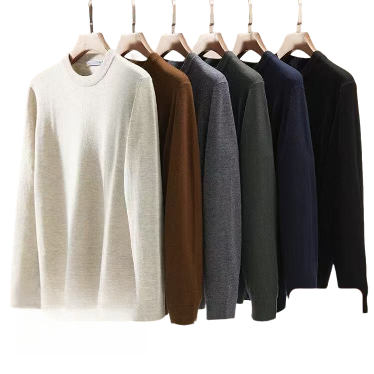 莫代尔绵羊毛混纺！升级加厚款！男士秋冬百搭圆领打底毛衣长袖-034
