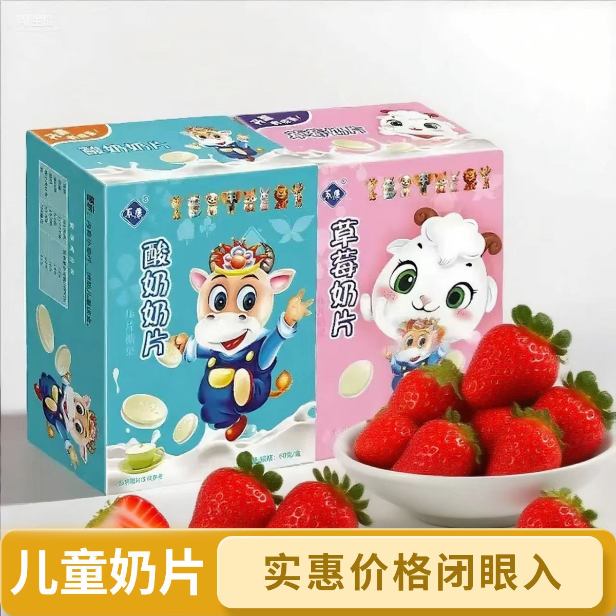 系康儿童干吃酸奶／草莓口味奶片奶香味浓郁内含小玩具营养美味