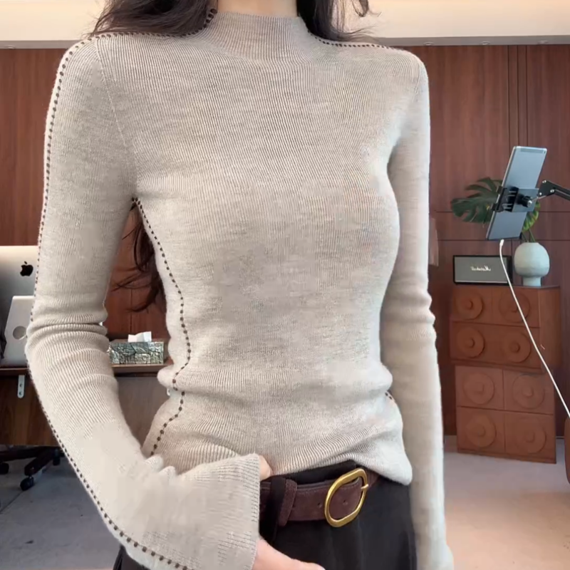 2025秋冬新款韩系百搭时尚气质加厚打底衫针织衫LK2508251