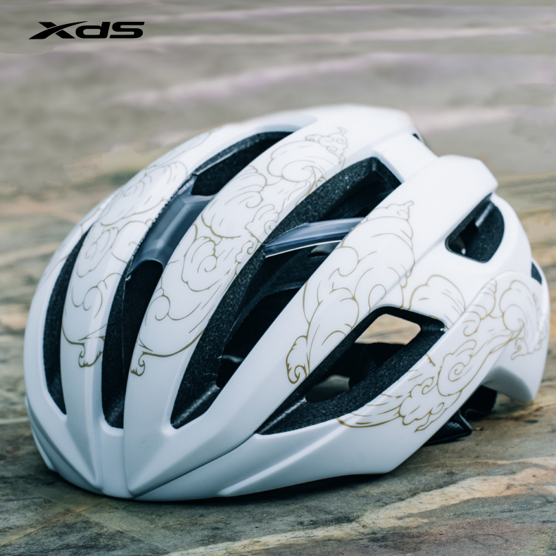 XDS/喜德盛糖果色七彩祥云中国风头盔透气舒适自行车骑行安全头盔