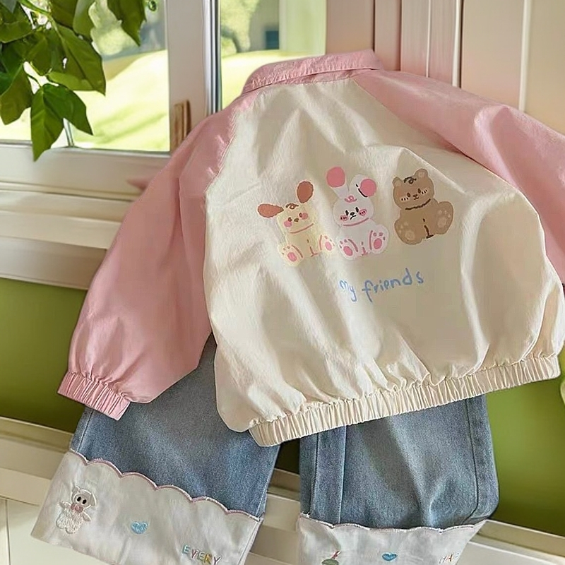 女童两面穿外套2025春装新款卡通儿童洋气百搭可爱超萌儿童衣服