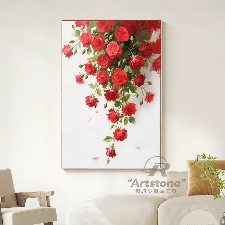 【蔷薇油画】手工砂岩画现代客厅肌理装饰画高级感简约背景墙装饰