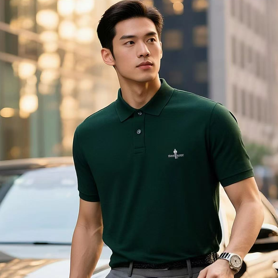 【亲肤抗菌冰氧吧】比音勒芬2025夏季欧若风凉感休闲短袖polo衫男