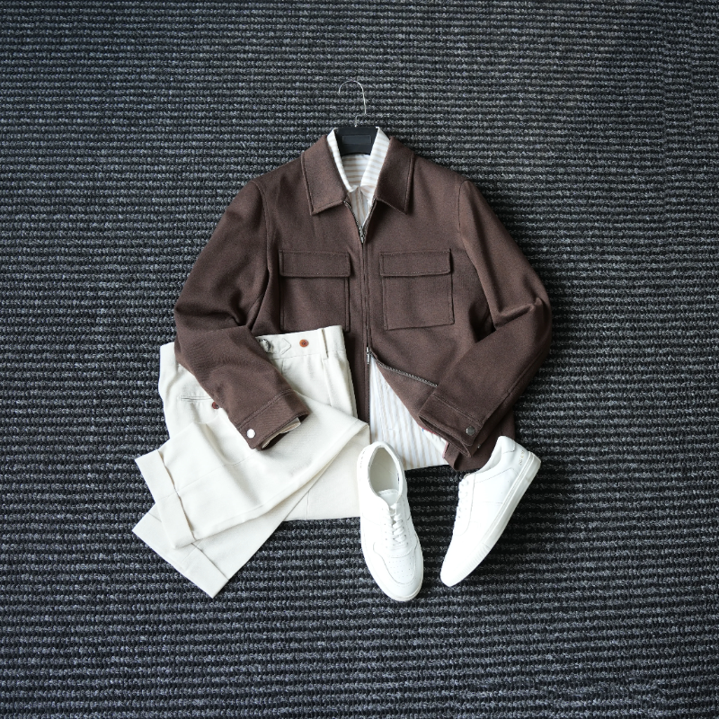 CssuGent 羊毛混纺 时尚多口袋工装夹克男时尚商务通勤行政外套