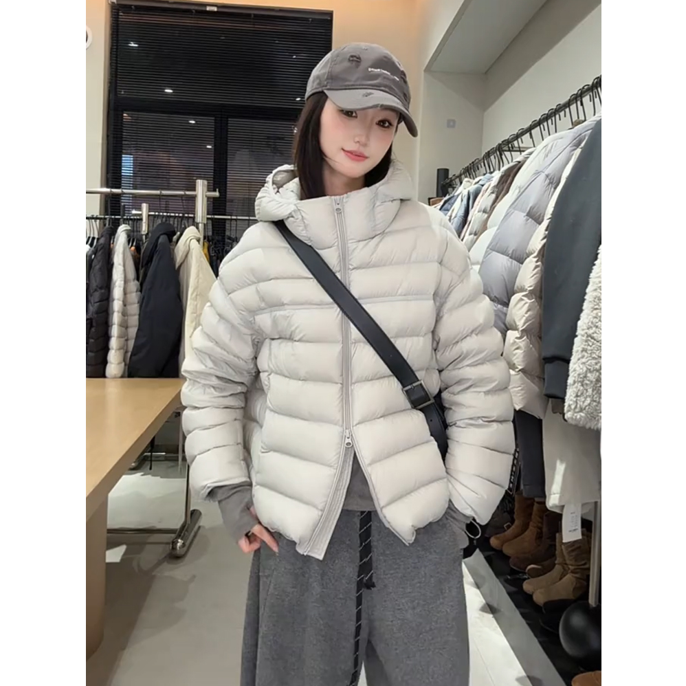 排骨羽绒服女2025冬季新款小个子短款连帽轻薄保暖时尚洋气厚外套