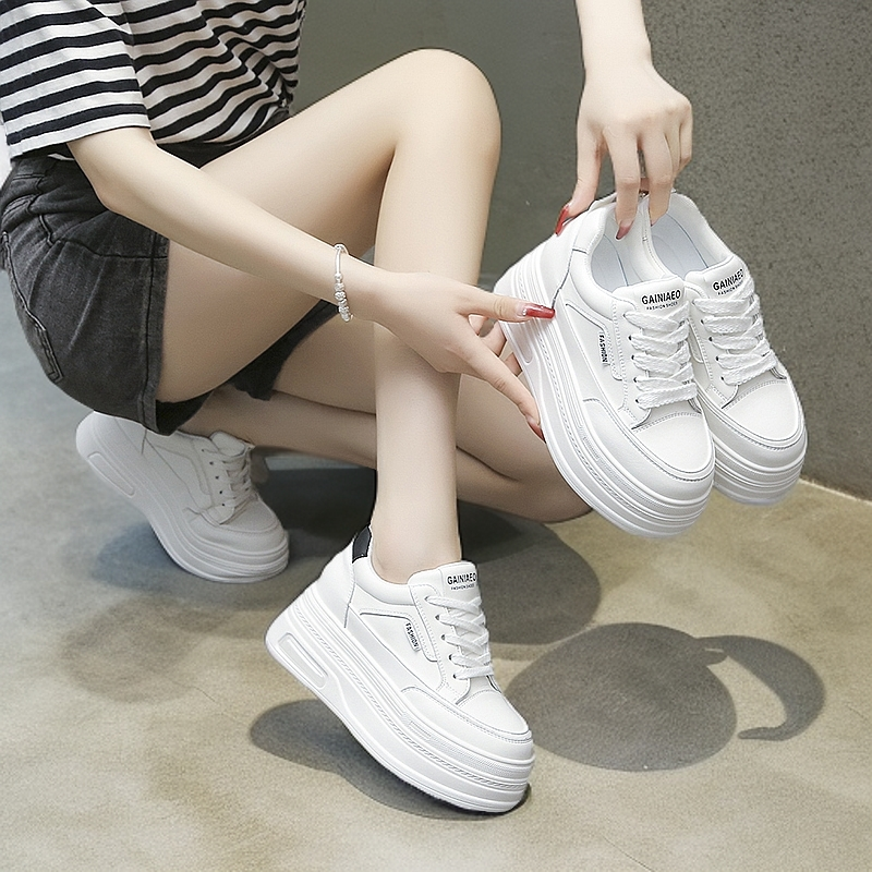 增高8厘米透气小白鞋女2025春夏季新款厚底百搭网面时尚休闲女鞋