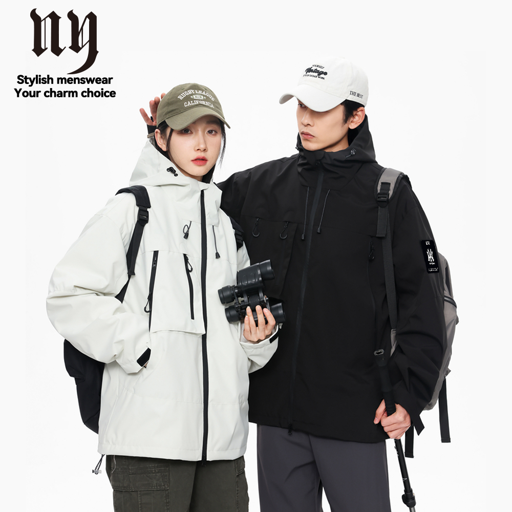 ny户外旅游男女休闲春秋季防水防风冲锋衣情侣夹克保暖外套J91NY