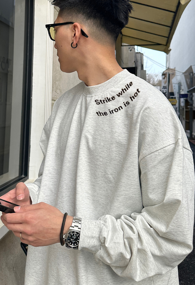 【280G重磅纯棉】cleanfit美式简约长袖T恤男装秋冬必备宽松透气ins