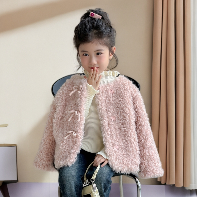 女童冬装毛毛衣外套百搭小香风儿童短款时尚毛绒韩版宝宝冬季保暖
