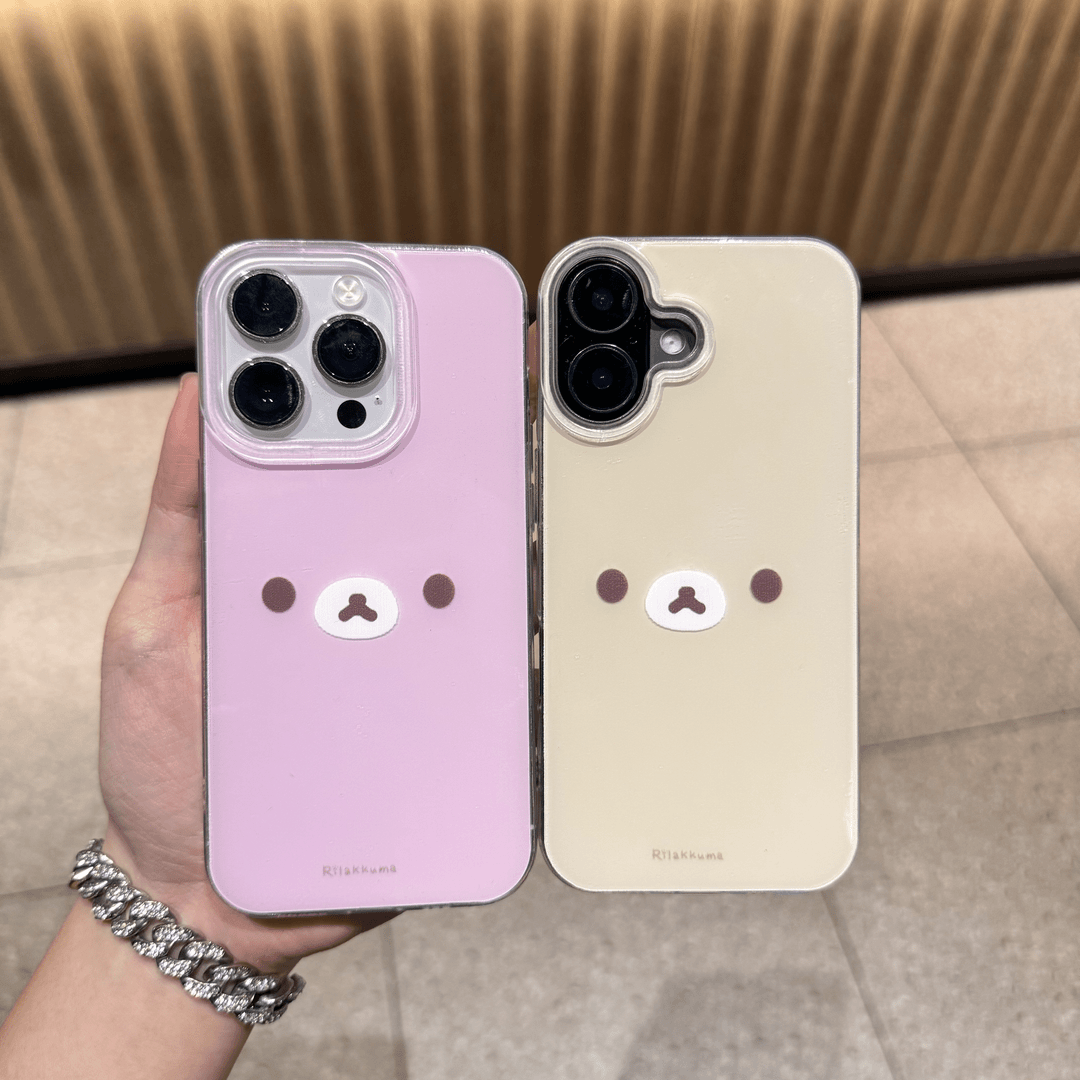卡通可爱轻松熊imd适用苹果16/17华为p80情侣手机壳iPhone15oppo