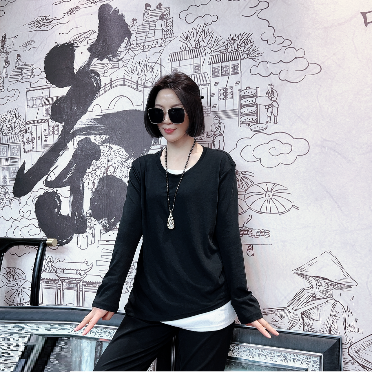 【麦子】小众专柜弹力不变形欧韩打底上衣  1099