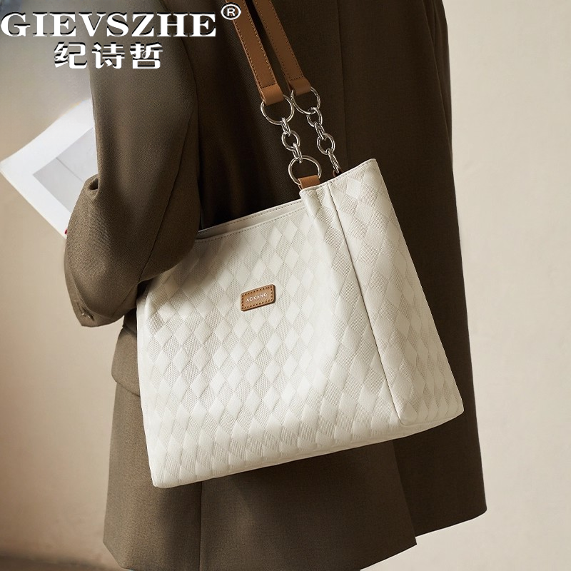 纪诗哲轻奢侈包包女大容量单肩包送女友老婆双旦双旦礼物 米白色