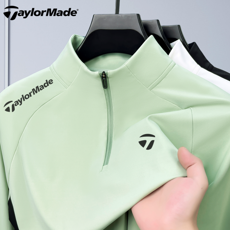 Taylormade泰勒梅高尔夫男装2025秋冬男士长袖polo衫运动立领t恤
