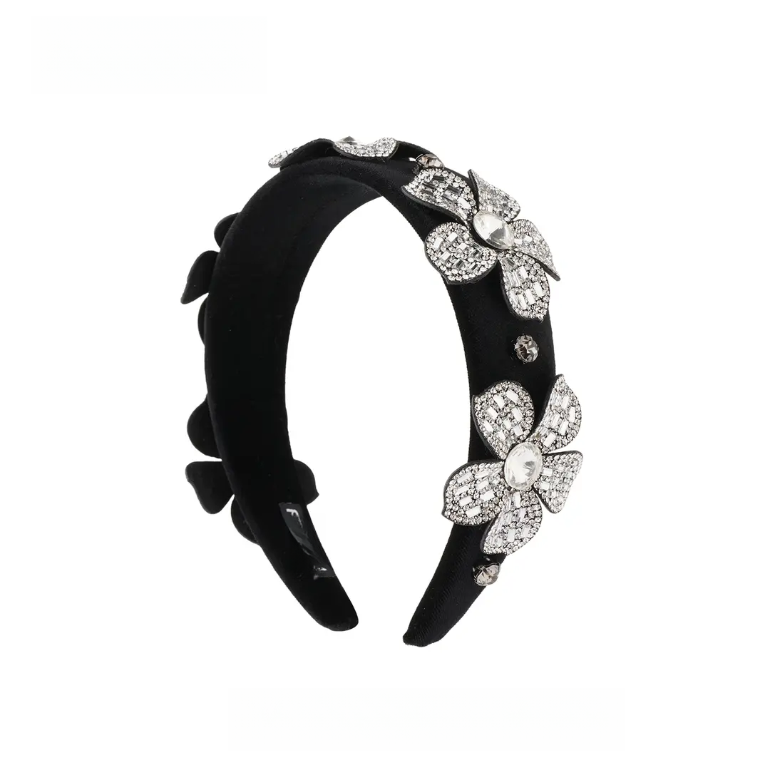 【花在花坞里】高级定制爆闪花朵天鹅绒轻奢宽版发箍