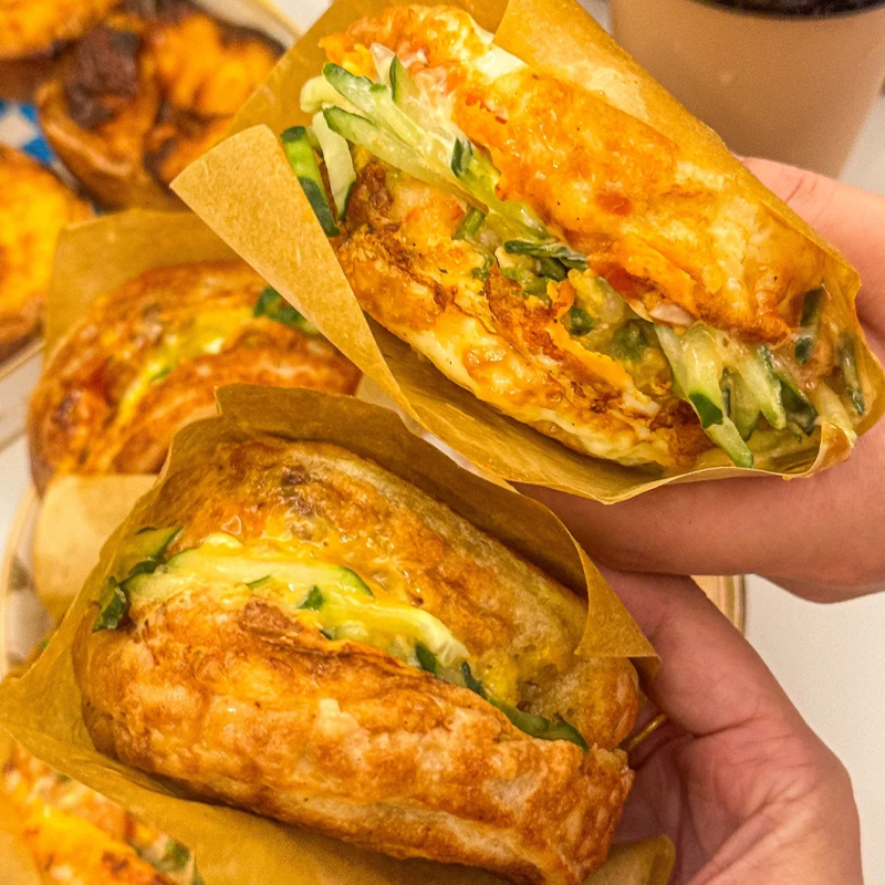 【手工现做】鸡蛋汉堡空气炸锅特色鲜嫩半成品汉堡包早餐速食馅饼