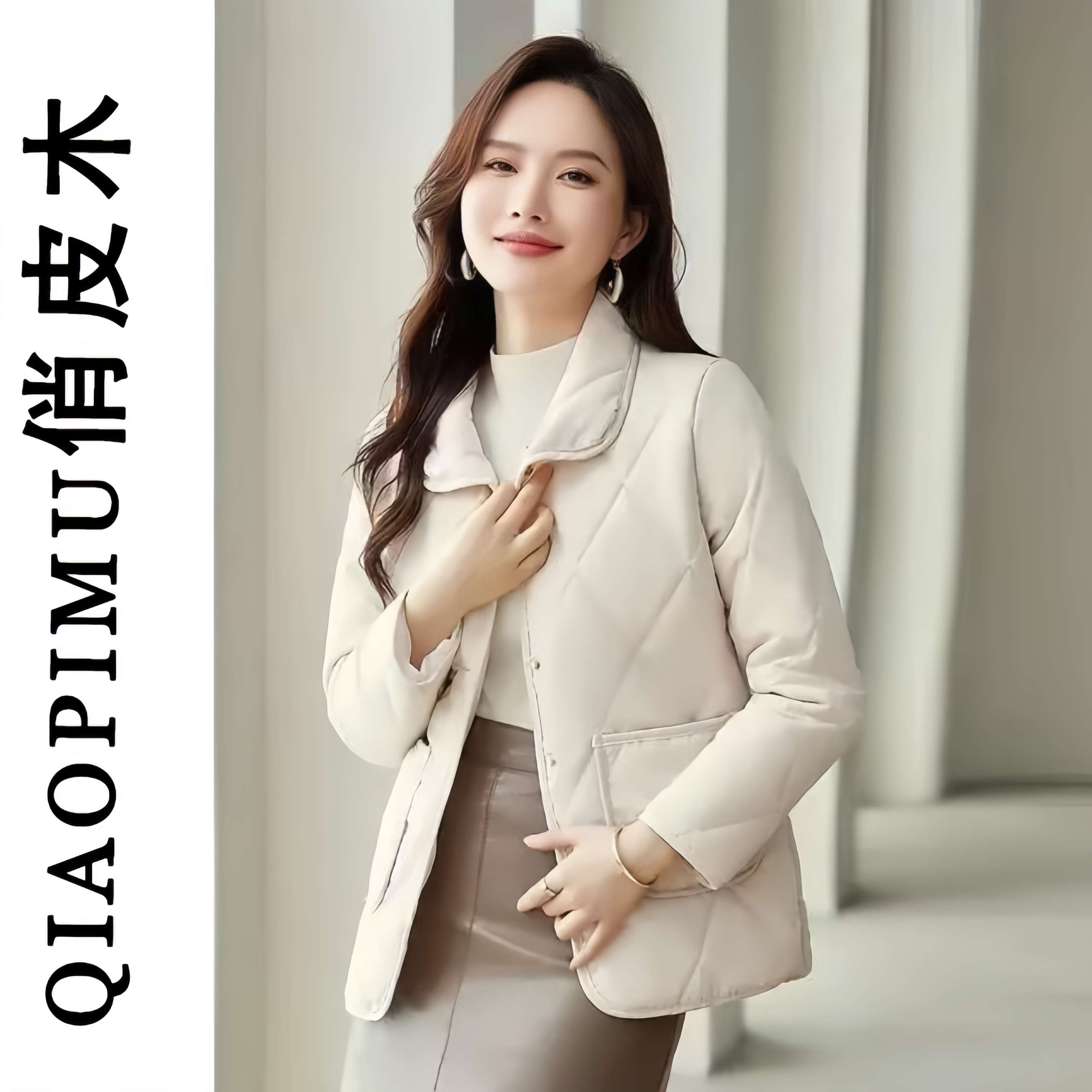 秋冬新款翻领复古菱格短款棉衣时尚保暖棉服外套1666