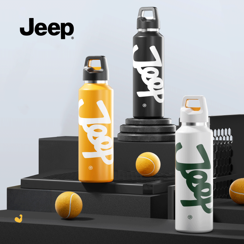 JEEP/吉普户外水杯不锈钢无螺纹盖一秒速开便携式大容量保温杯