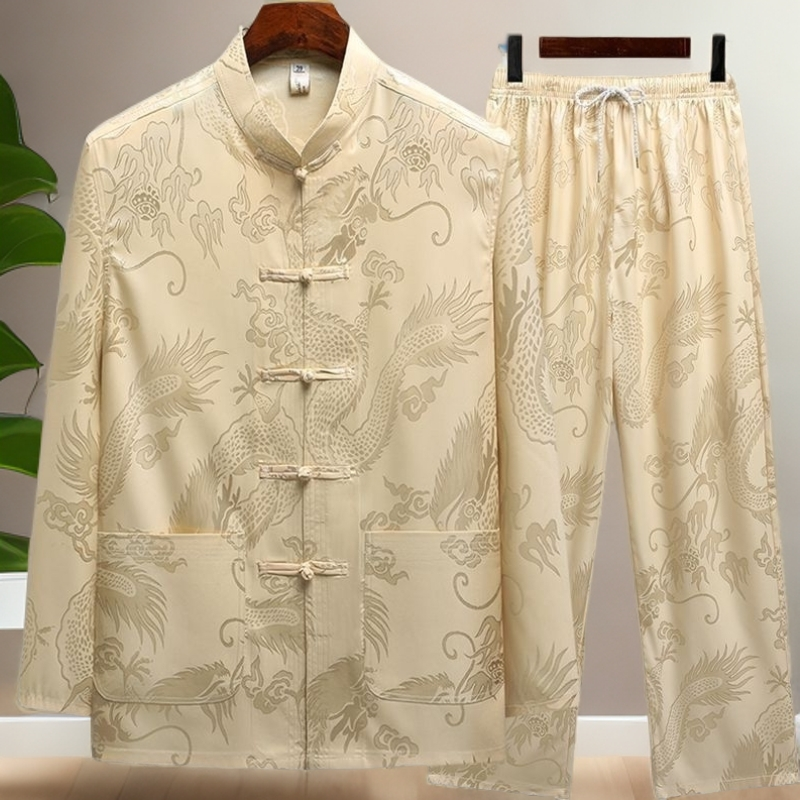 中老年唐装老款太极服春夏爸爸装中国风复古唐装爷爷晨练冰丝汉服