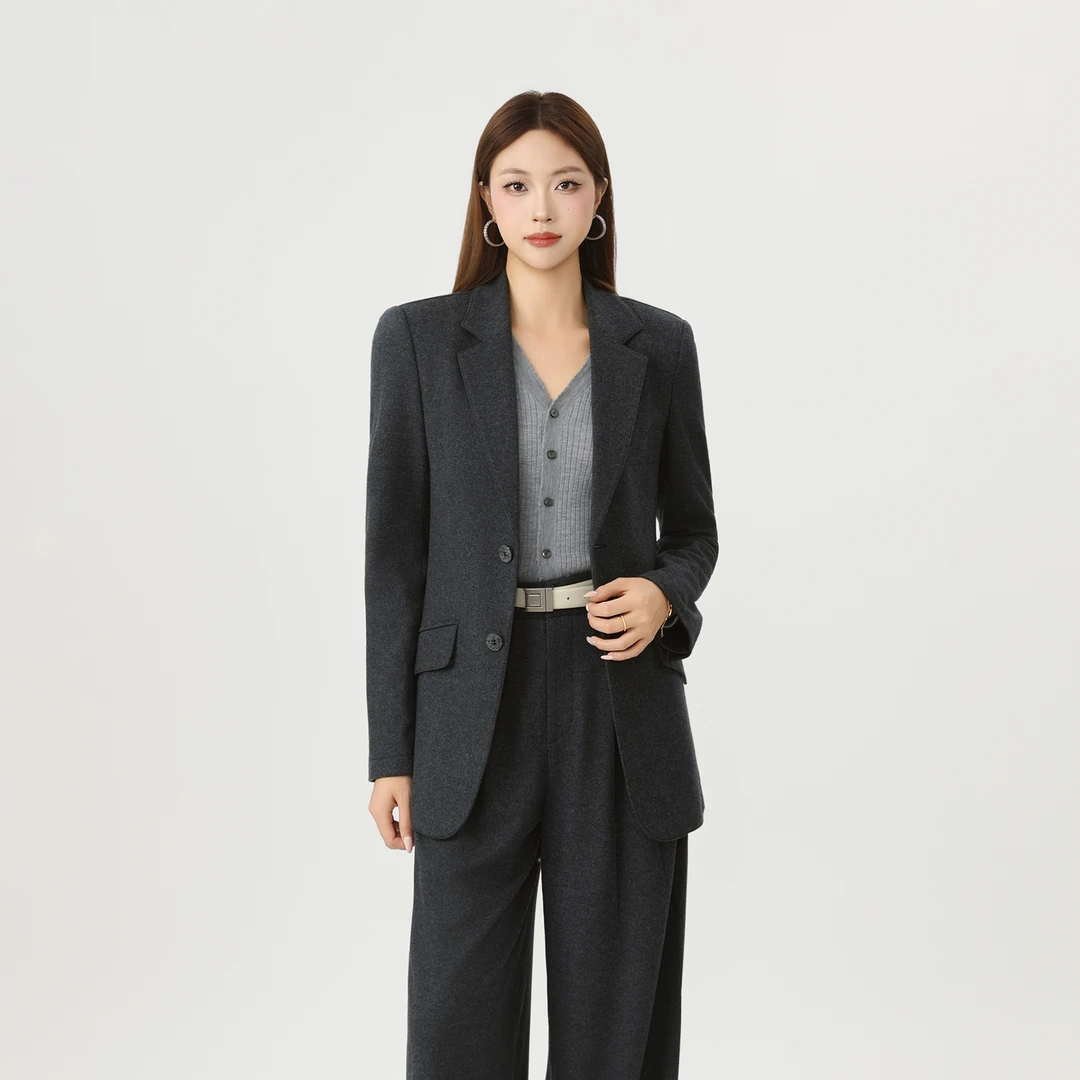 AMASS/阿玛施 新款绵羊毛时尚休闲长袖气质修身西装外套5400823