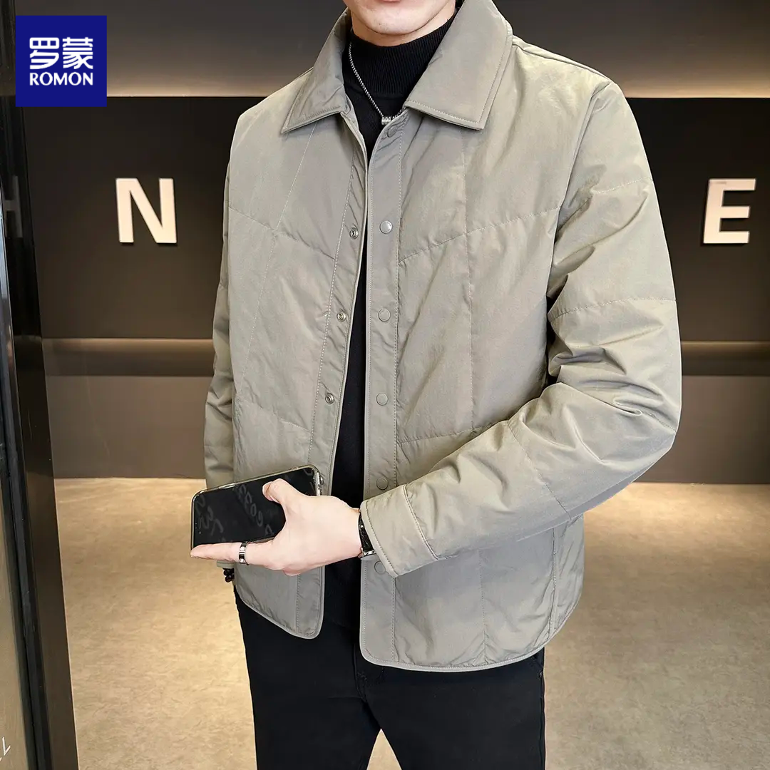 罗蒙2025新款爆款轻薄羽绒服男冬季加厚翻领短款轻奢外套保暖夹克