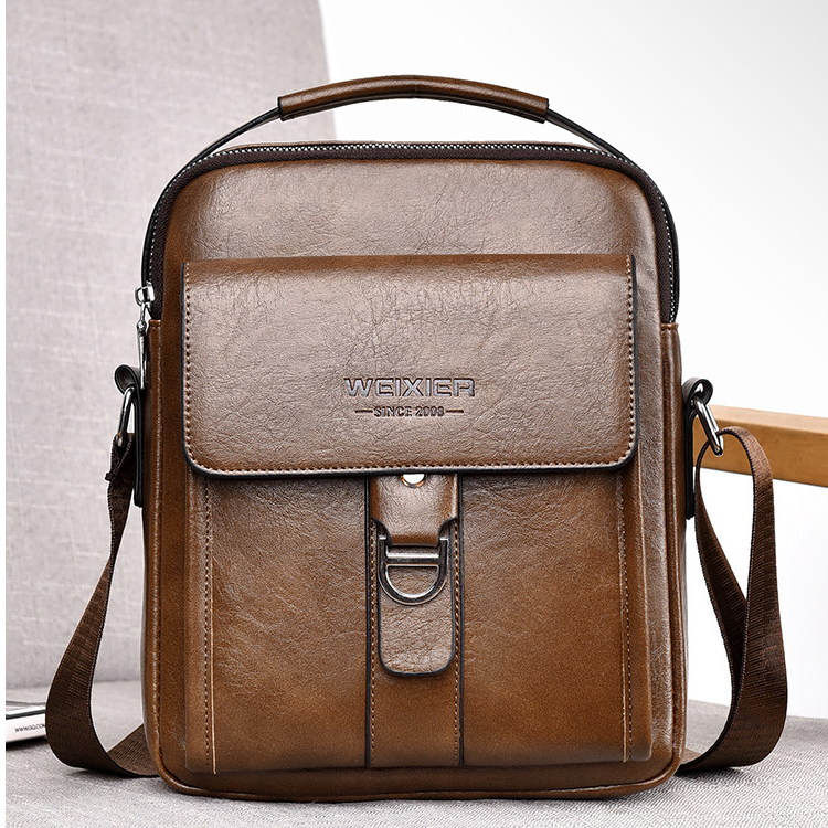 男包挎包百搭通勤拉链多功能皮具包包韩版商务单肩斜挎包男生男士