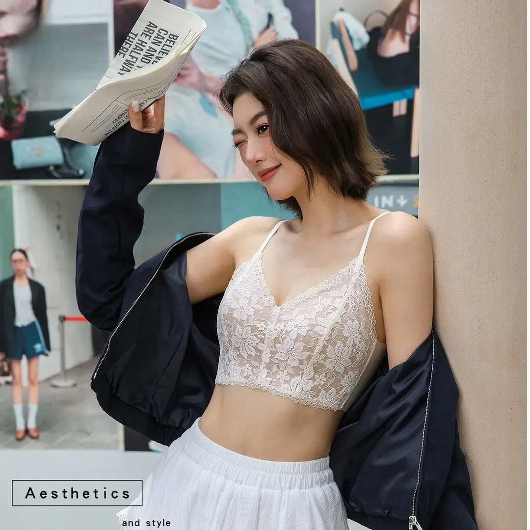 万络缇6098法式领三角杯美背文胸修身百搭亲肤蕾丝时髦无痕裸感