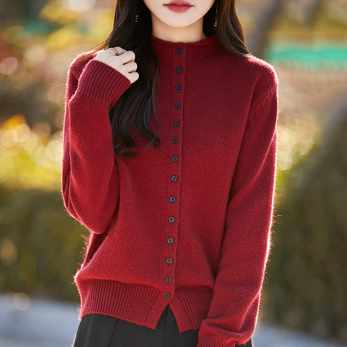 品牌女装正花纱加厚秋冬季新款开衫针织女时尚百搭显瘦长袖毛衣