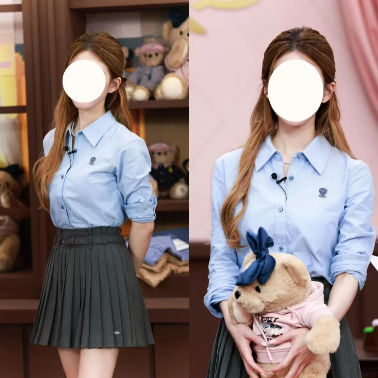 明星同款2026秋百搭蓝色衬衫女上衣高级感优雅时尚休闲长袖衬衣