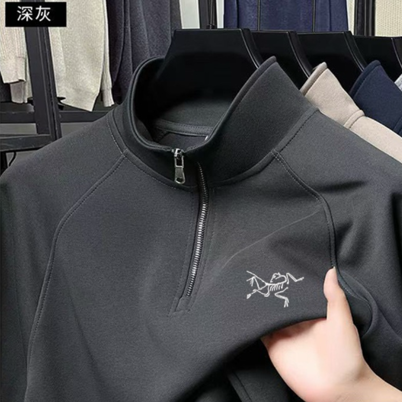 （奥莱）鸟家休闲卫衣半拉链抓绒保暖厚衣服长袖秋冬装男款卫衣加厚