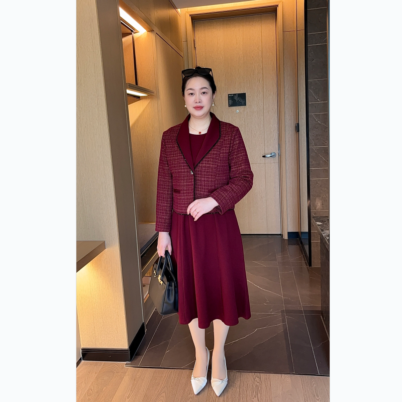 洋气婚礼妈妈礼服秋平时可穿年轻喜婆婆婚宴裙子中年时尚连衣裙冬