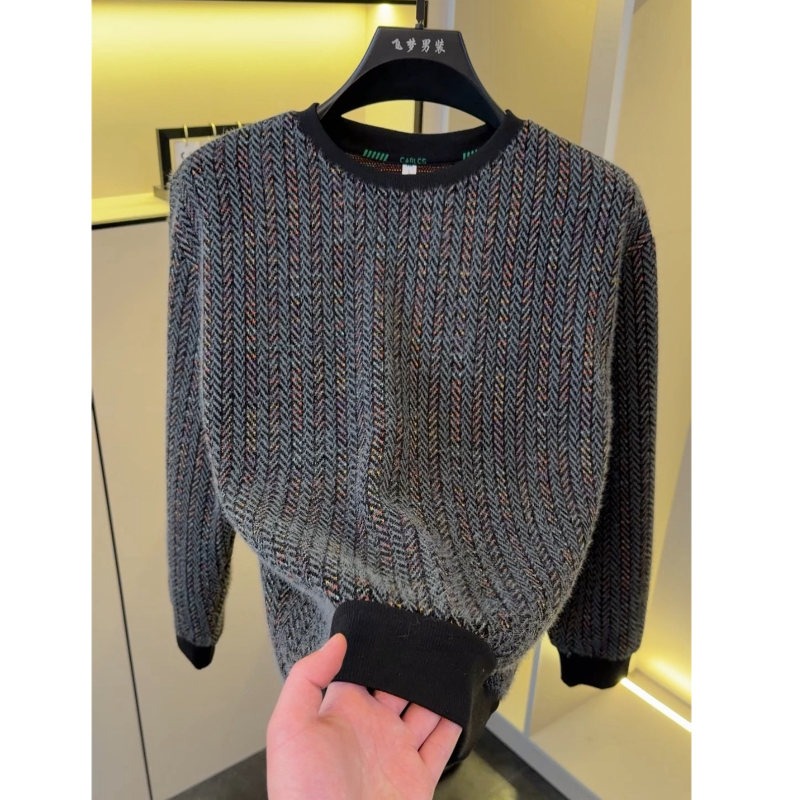 高档秋冬季时尚圆领加厚卫衣男士保暖百搭潮流打底衫体恤男装553