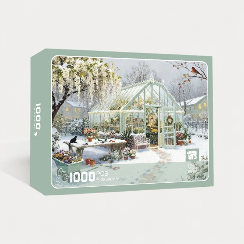 原创授权《冬日花房》丝绒触感拼图1000片礼盒装圣诞礼物