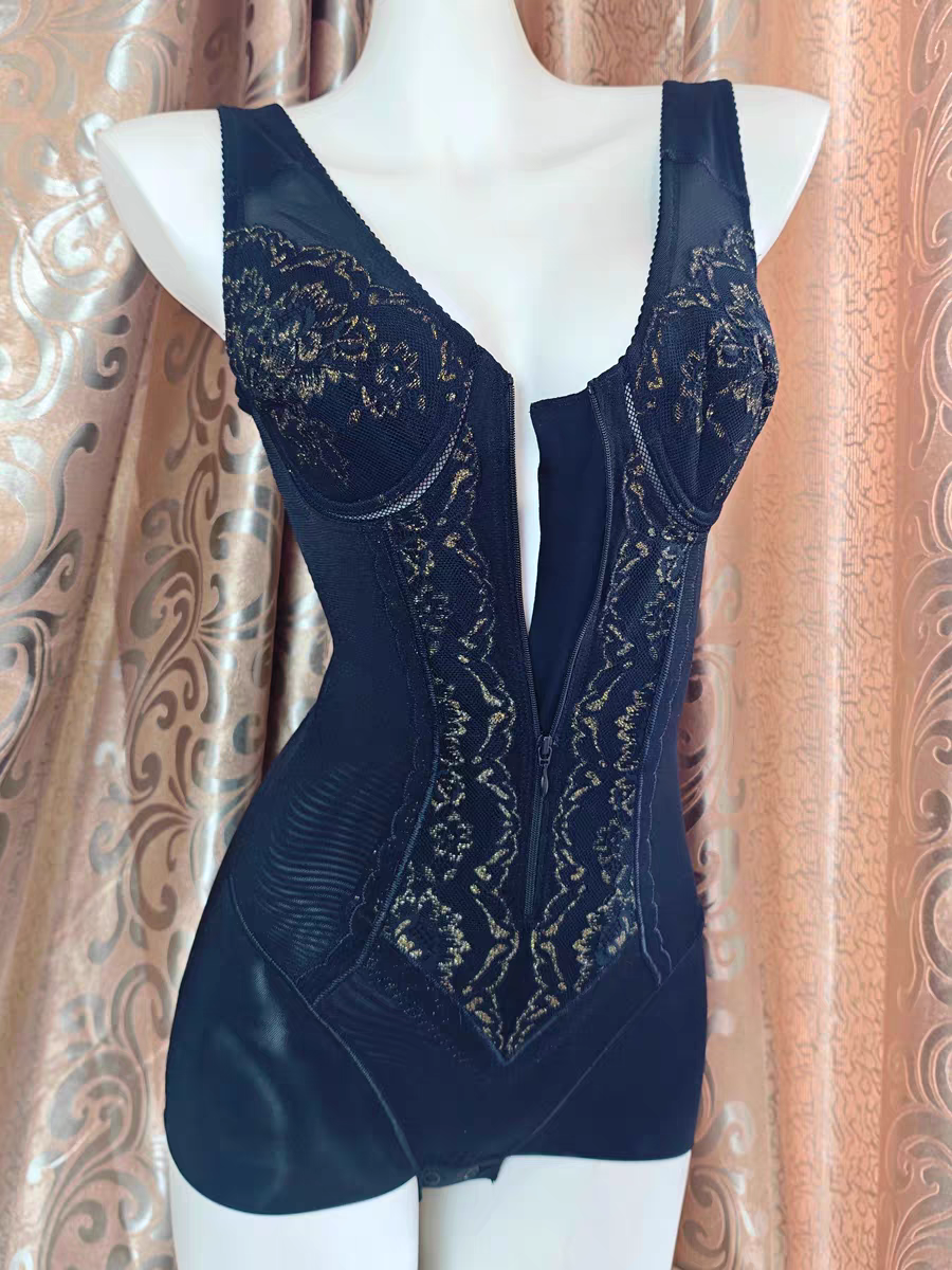 2025新款韩版黑色强压塑型收腹束腰提臀塑身衣款带文胸塑形瘦身衣