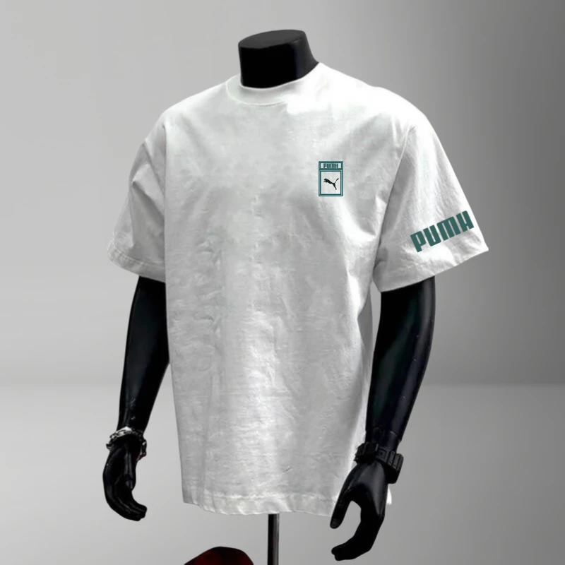 潮牌豹子个性印花T恤男士夏季短袖t恤为宽松白色潮流初恋风非品牌