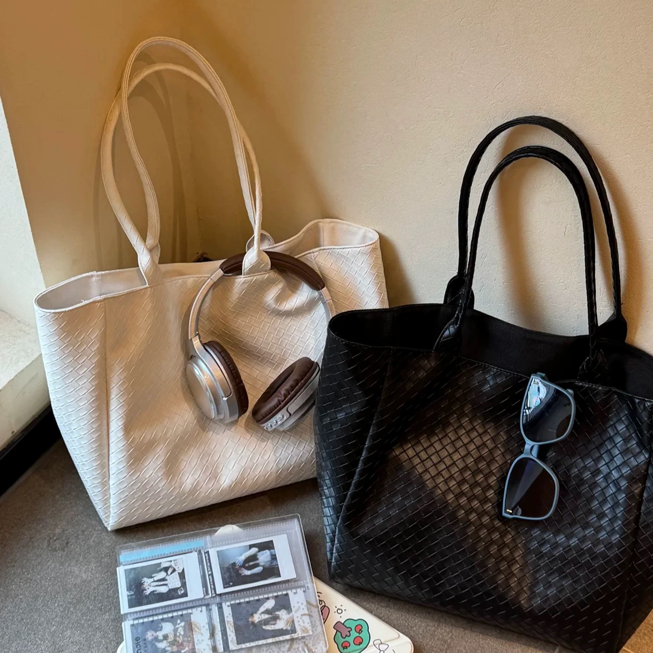 韩系小众编织菱格托特包女2025新款大容量单肩腋下电脑包通勤大包