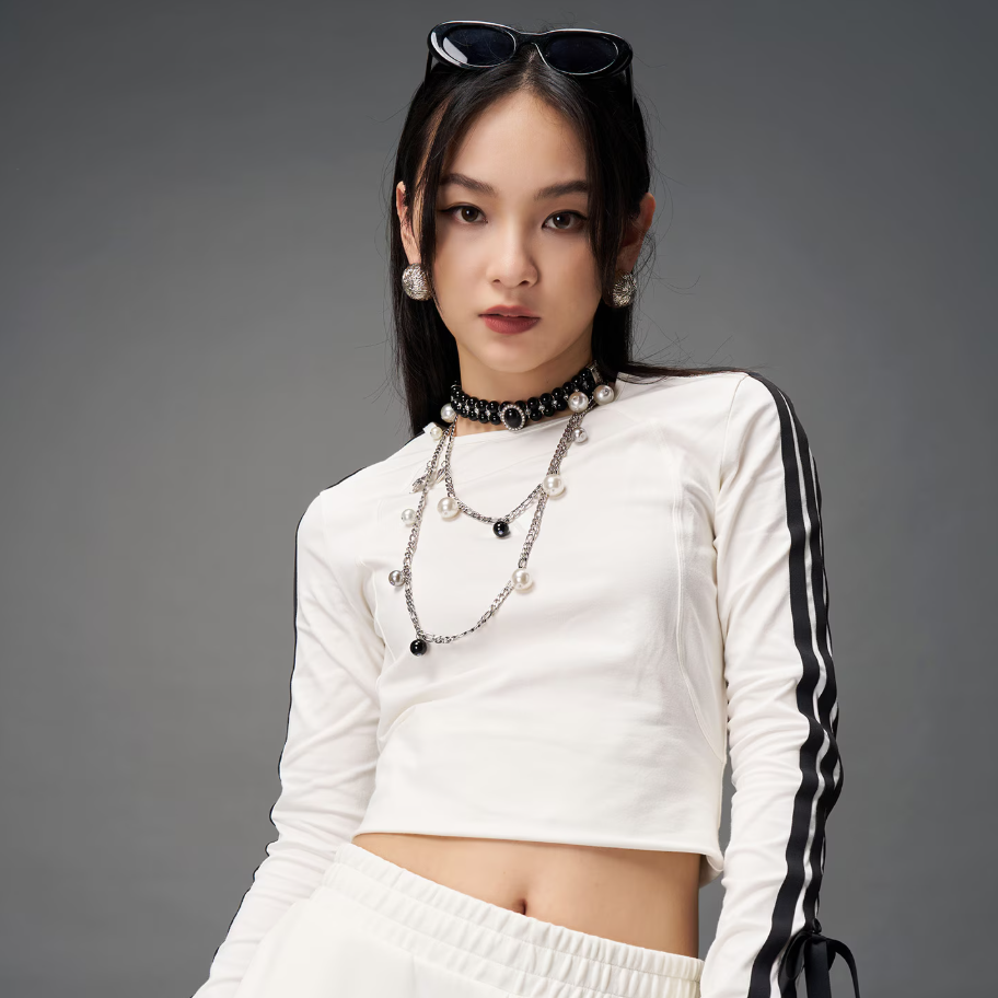 Adidas/阿迪达斯三叶草秋季新款条纹可拆卸蝴蝶结长袖T恤KG3861