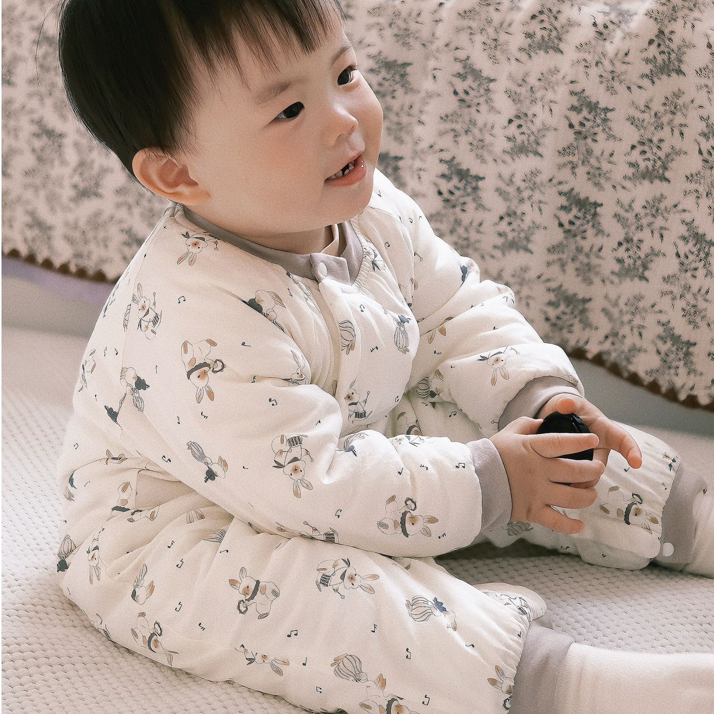 甜粿家|音乐兔 原创A类冬季保暖80g夹棉婴童保暖连体衣爬服分体
