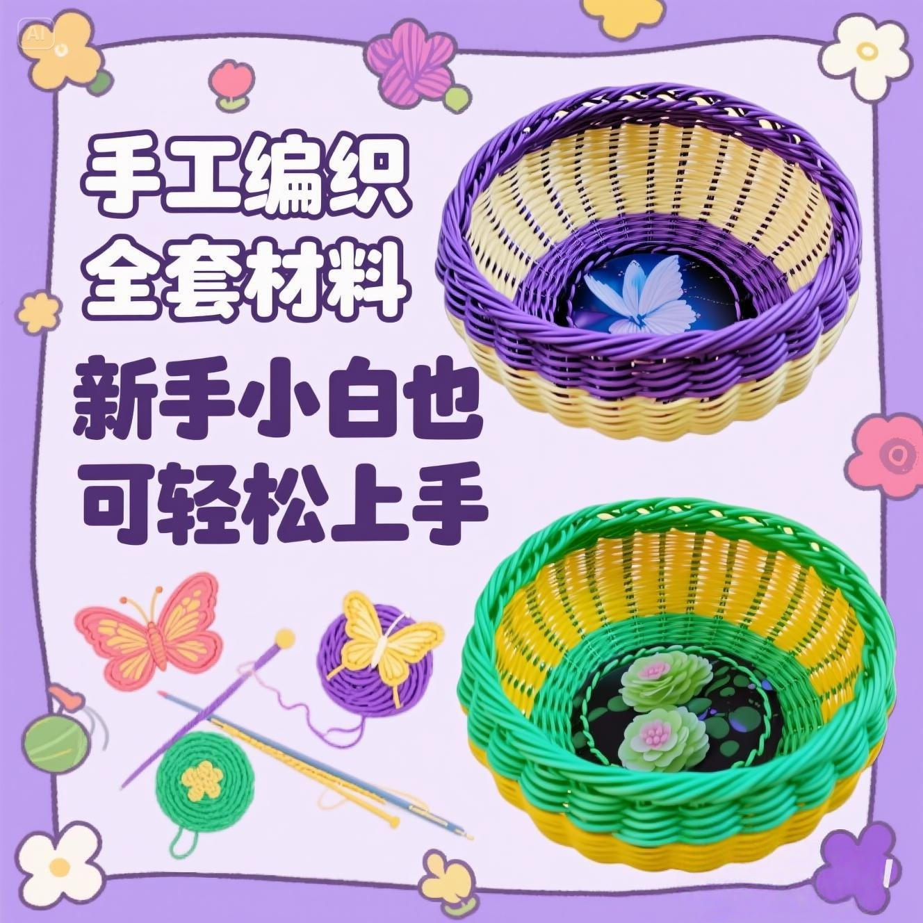 diy手工制作编织材料包全套藤条篮子收纳篓筐教程新手小白解闷