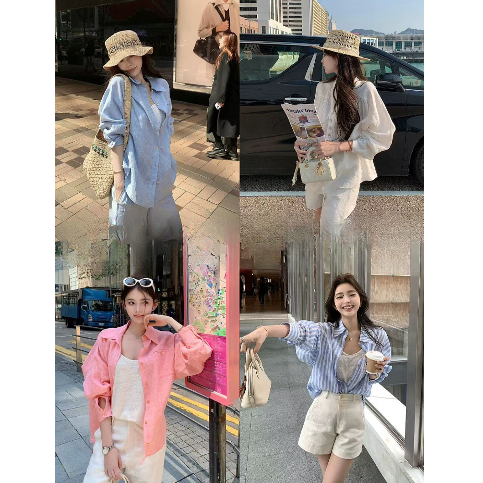 休闲多巴胺防晒衬衫2025夏季宽松薄款长袖衬衣外套女