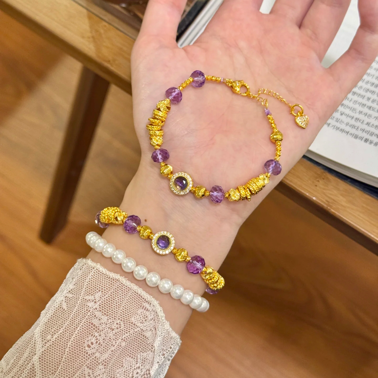 铜合金合成锆石手链 紫色星辰锆石手链盘缠手串高级感轻奢简约