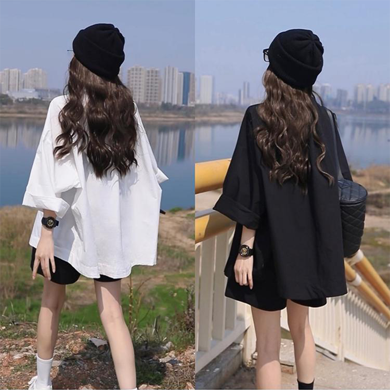 韩系减龄套子女士2025夏季休闲慵懒风防晒衬衫宽松运动短裤两件套