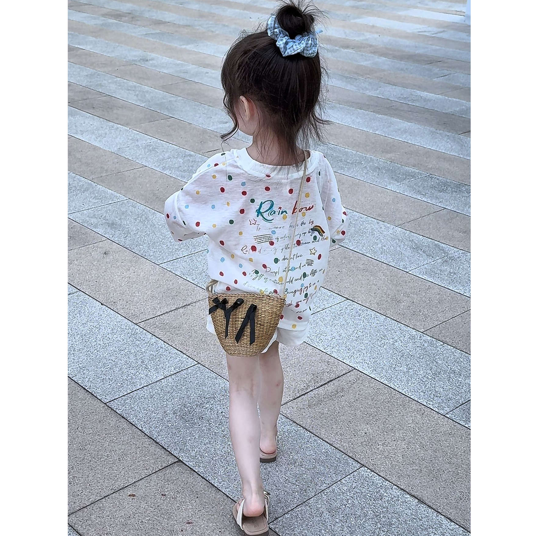 韩版童装儿童女童夏装防晒罩衫2025新款休闲彩色波点上衣洋气长袖