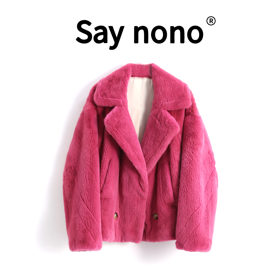 懒猫nono│Saynono 时尚气质西装领水貂皮草外套MKN1111