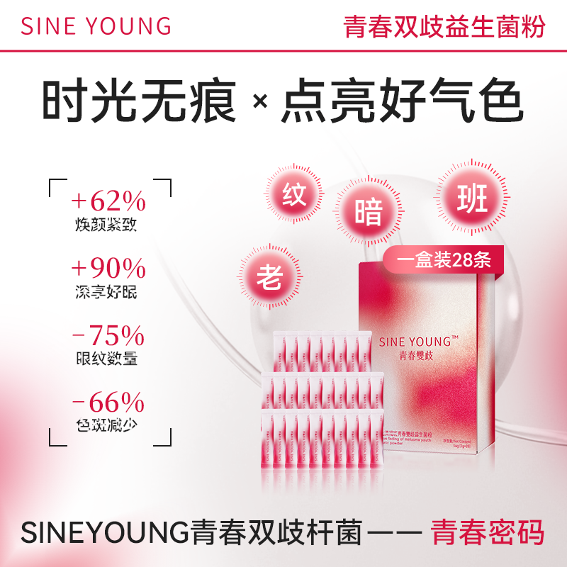 【视频】SINE YOUNG 青春菌 青春双歧女性益生菌粉成人淡纹淡斑专利