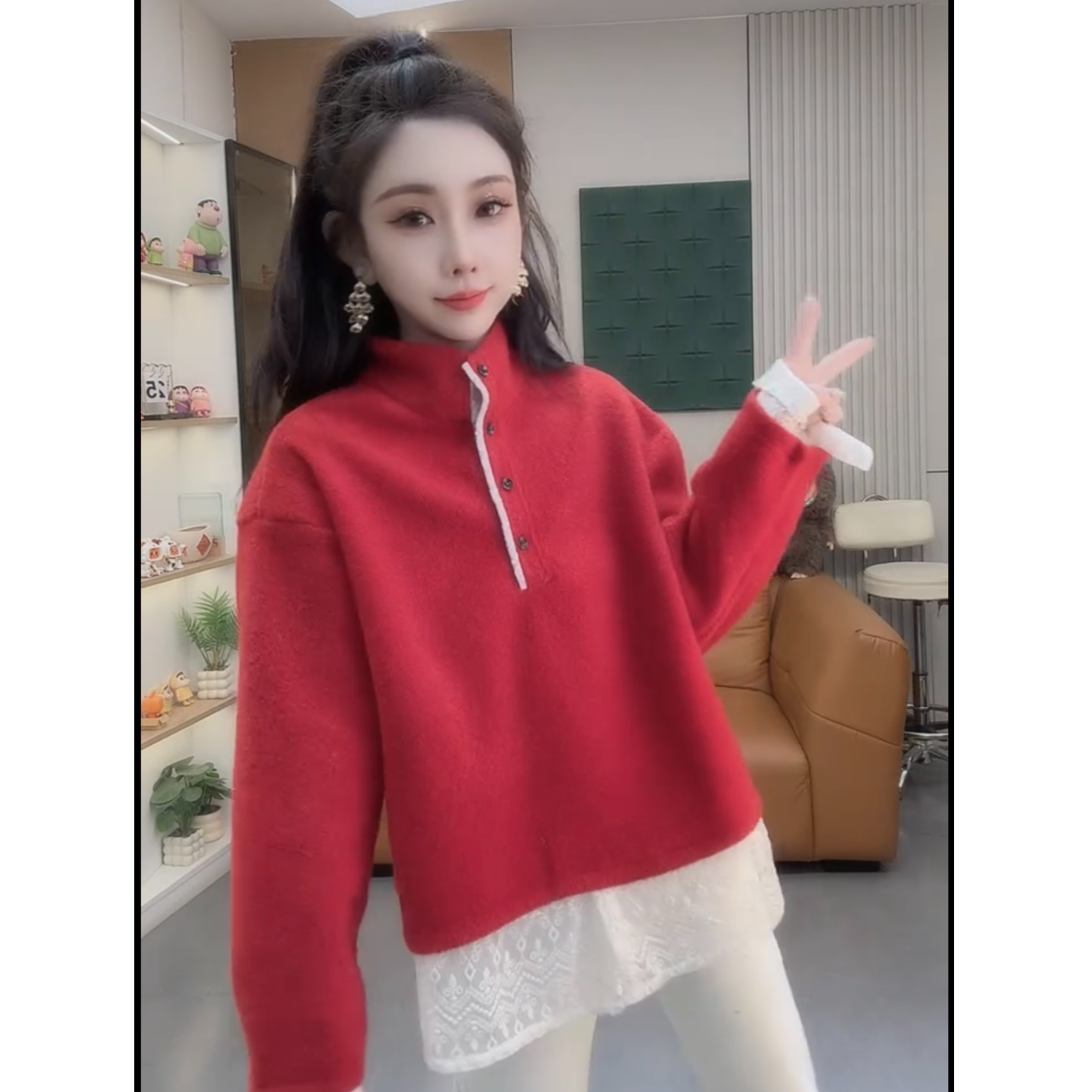 今年秋冬流行时尚爆款穿搭ins风2025新款韩版减龄拼接假两件上衣