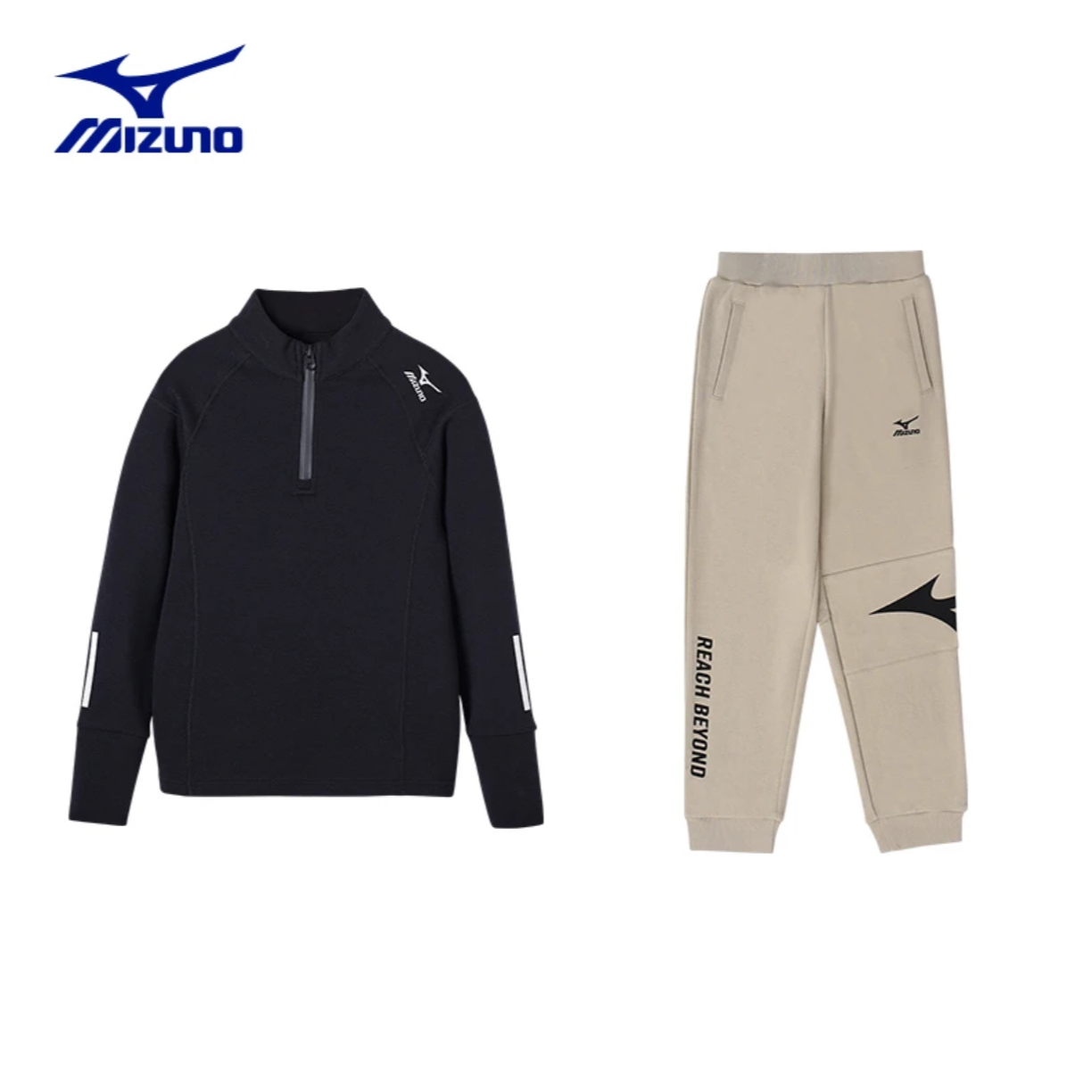 开学穿搭美津浓儿童开春薄款套装空气棉户外运动套装欧若风童装